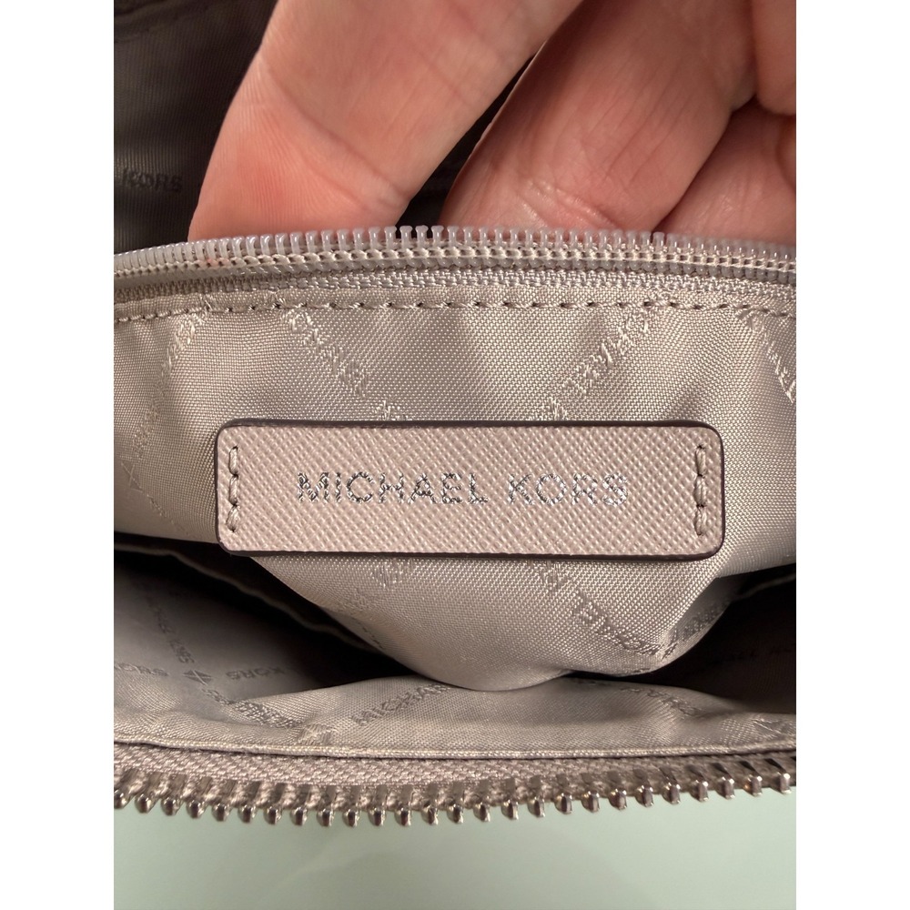 Michael Kors Charlotte Large Top Zip Leather Tote Pearl Gray #35FOSCFT3L - Picture 10 of 14